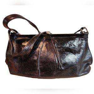 Hobo International black shoulder bag fabric lining snap closure